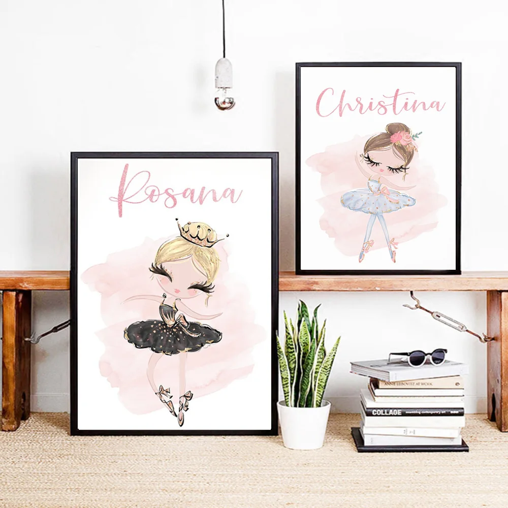 Плакат балетные рисунки с танцором домашний декор настенные художественные модульные картины Детские украшения для комнаты девочки Мультяшные постеры и принты