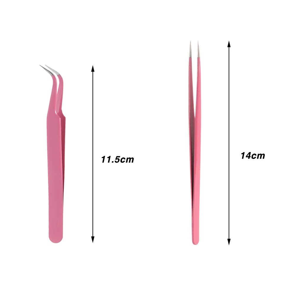 2Pcs/set Straight Curved Tweezers Nippers Nail Art Tools Eyelash Extension Stainless Steel Pointed Clip Makeup Tools