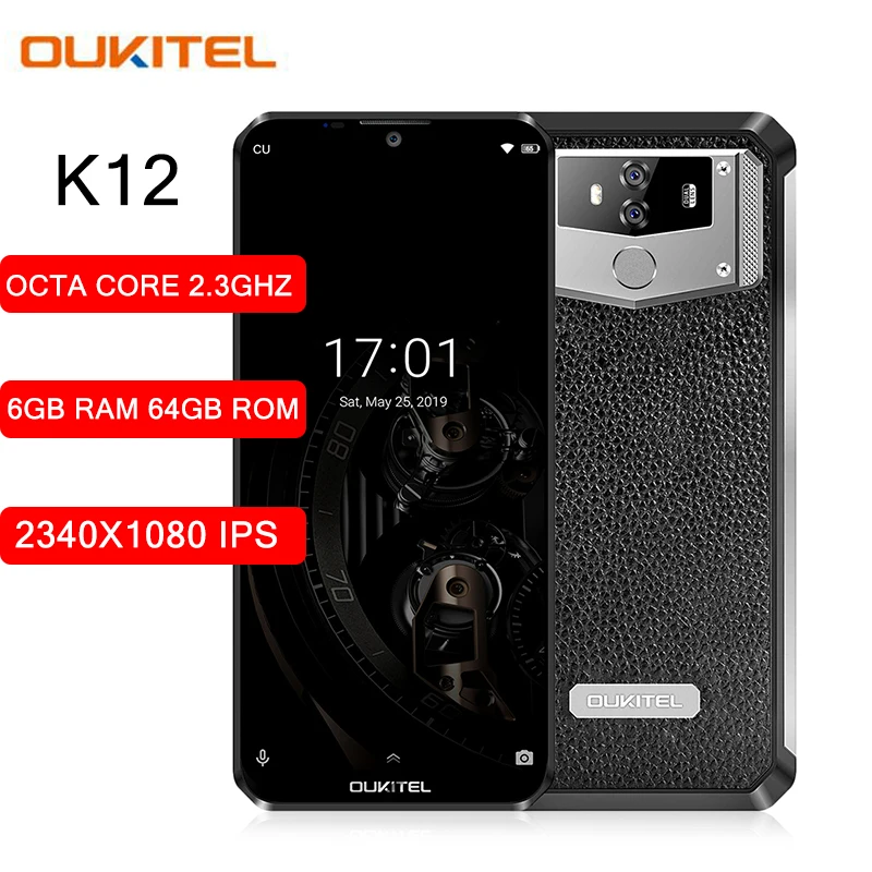 10000 мАч 6,3 дюймов OUKITEL K12 4G смартфон MT6765 Восьмиядерный 2,3 ГГц 6 ГБ ОЗУ 64 Гб двойная задняя камера 2340X1080 ips мобильный телефон