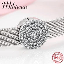 Новое поступление, 925 пробы, серебряные круглые прозрачные сверкающие CZ бусы-клипсы для изготовления ювелирных изделий, подходят для создания браслетов