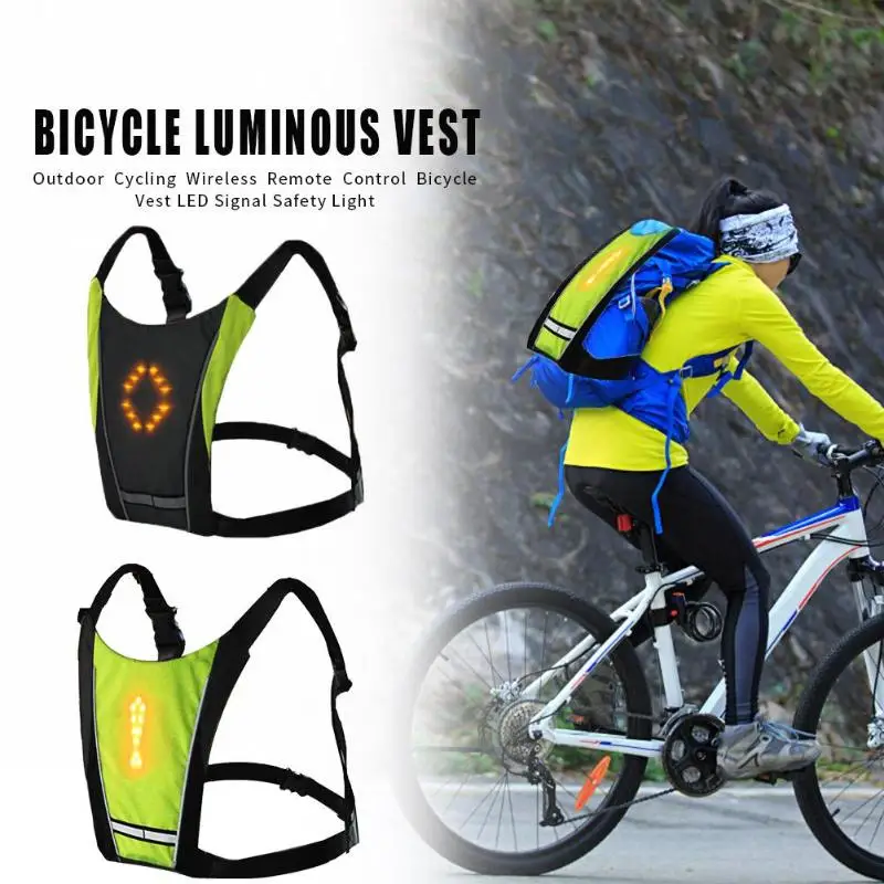 

LED Wireless Cycling Vest 20L MTB Bike Bag Safety Turn Signal Light Vest Bicycle Luminous Vest Warning Vests For Riding Night