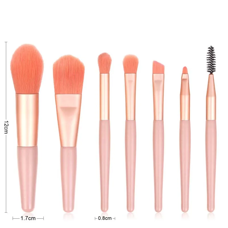 8pcs 휴대용 메이크업 브러쉬 세트 얼굴 아이 립 섀도우 속눈썹 속눈썹 스풀 재단 파우더 브러쉬 화장품 도구
