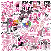 

50PCS Breast Cancer Prevention PVC Graffiti Sticker Phone Aesthetic Decoracion Scrapbooking Accessories Child Sticker Flakes