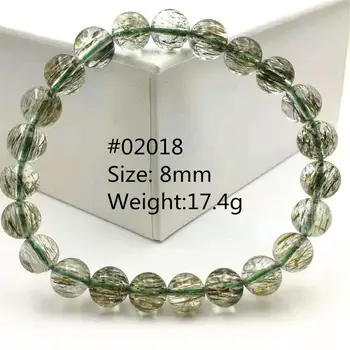 

Natural Green Tourmilated Rutilated Quartz Bracelet Clear Round Beads Women Men Cat Eye Best Stone From Brazil AAAAA