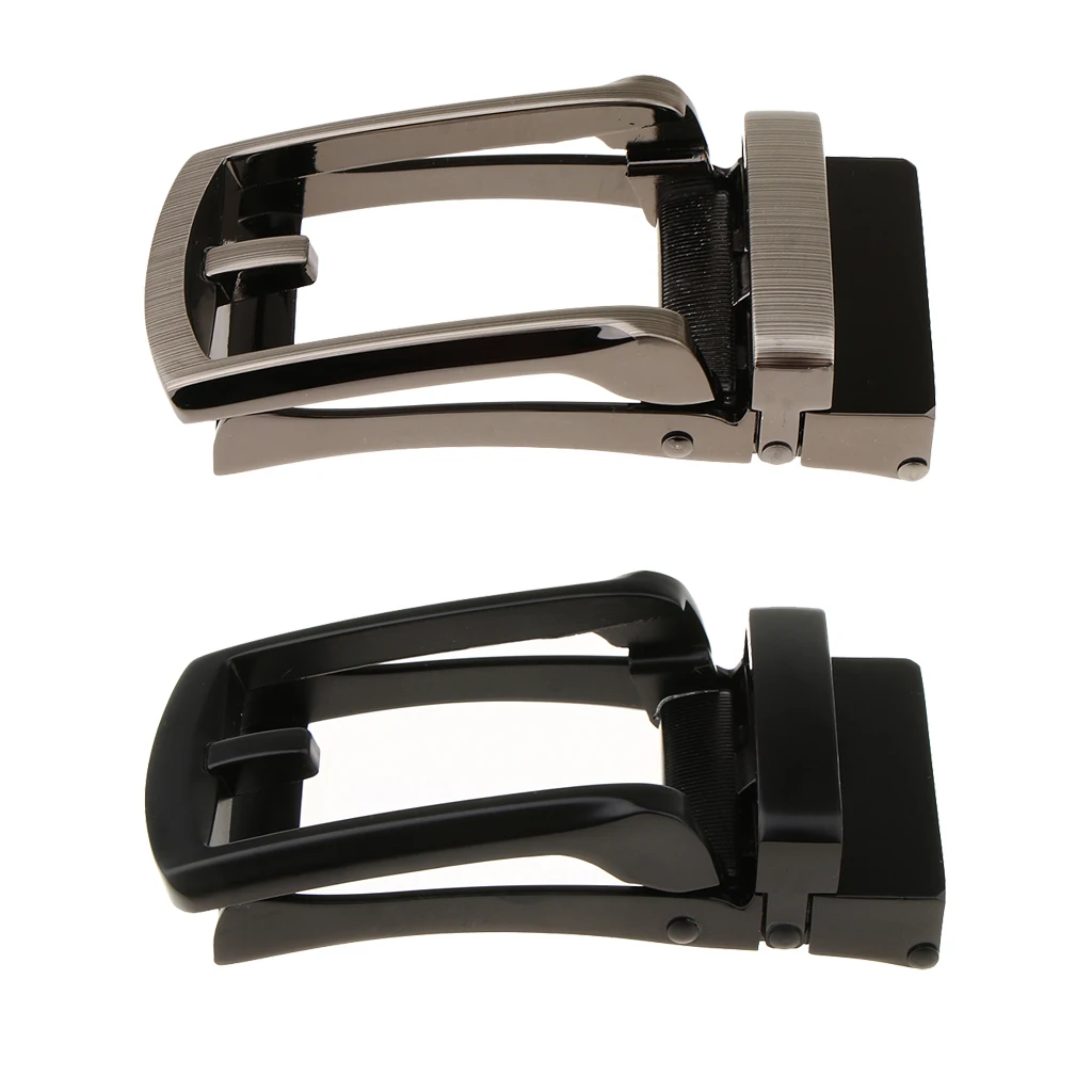 2 Pieces Ratchet Belt Buckle Only for Leather Belt Strap, Automatic Slide Click Buckle Replacement Supplies for Repair Making