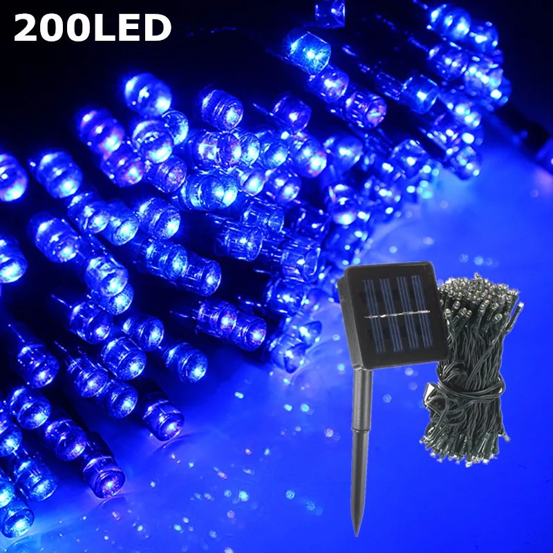 200 LED Solar Powered Outdoor Strip Holiday Fairy String Light Garden Party Decor Christmas - Emitting Color: Blue
