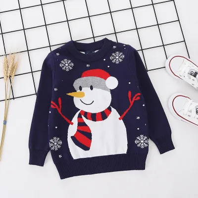 Christmas Sweater Baby Boys Girls High Quality Cotton Round-neck Knitted Children Clothes Cartoon Pattern Casual Kids Tops