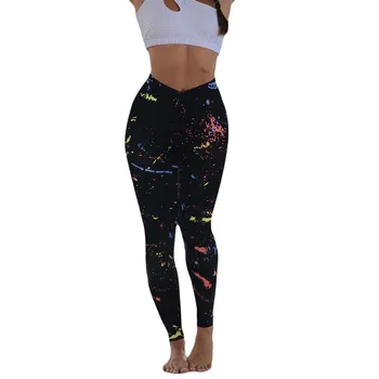 

Fashion Women's Multicolor Print Hip Tightness Exercise Running Pants High Waist Run Fitness Leggings Hip Push Up