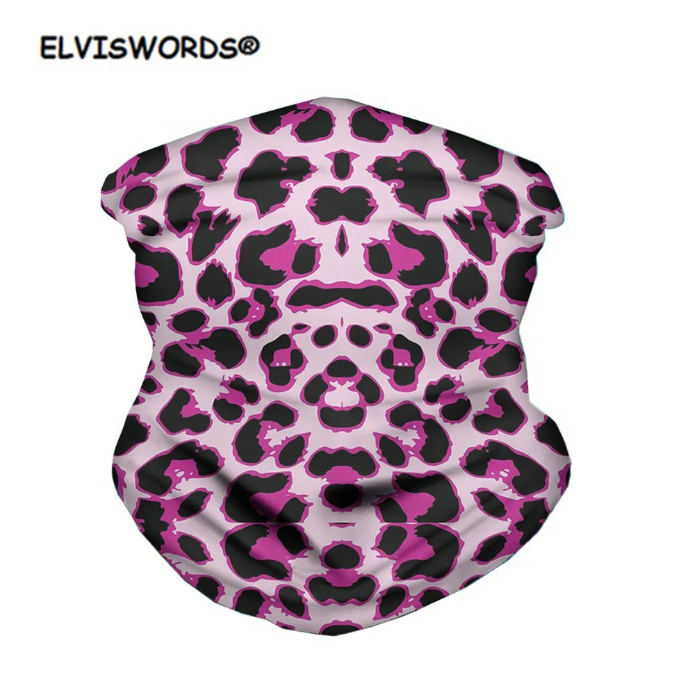 

ELVISWORDS Face Scarf Bandanas Fashion Leopard Printing Unisex Neck Gaiter Seamless Mouth Turban Wind Dust Protection for Women