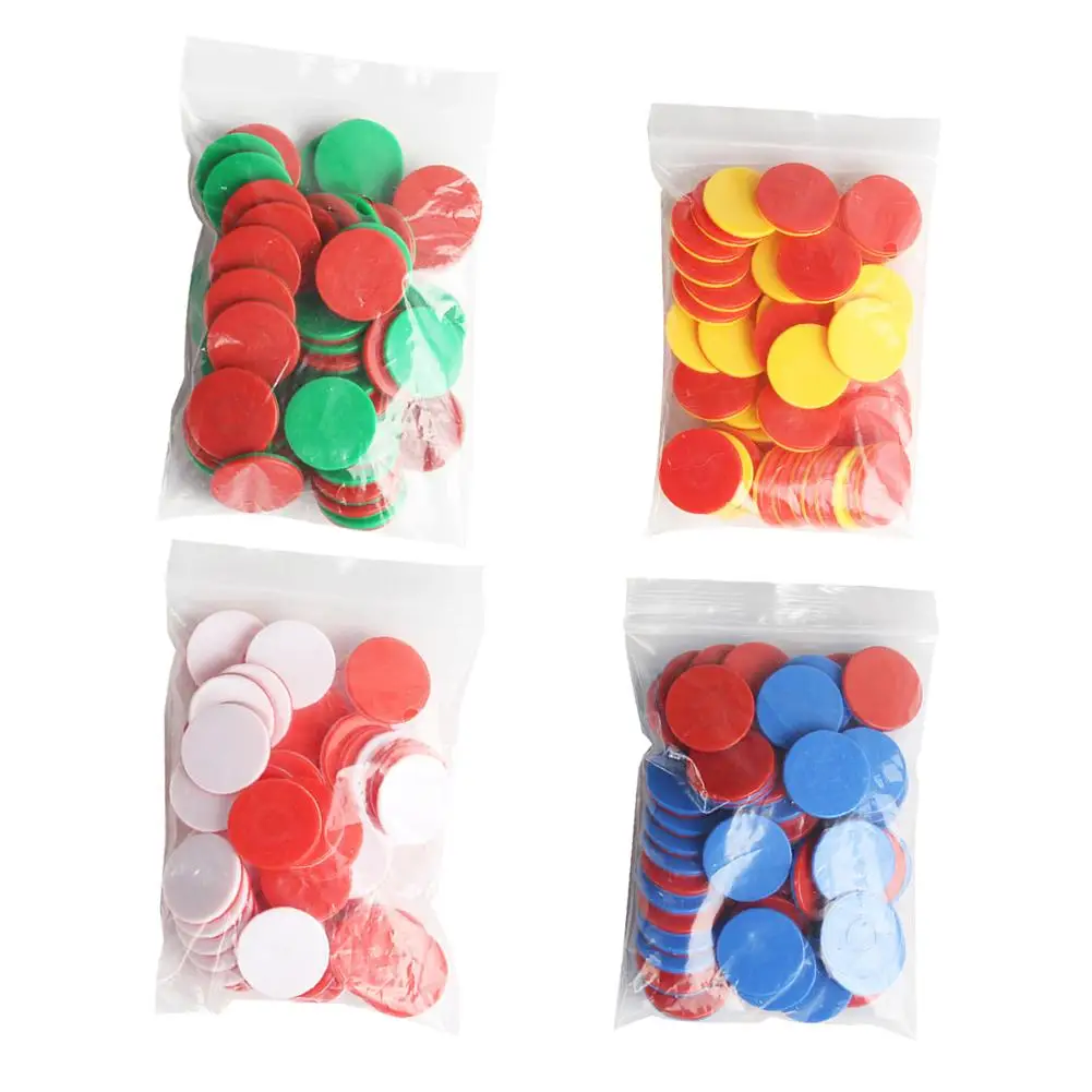

50Pcs Kids Math Counters Dual Color Round Chips Counting Numbers Math Game Counters Teaching Aids