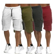 Pantalones cortos de cintura con encaje arrugado Повседневный para hombre de nueva moda