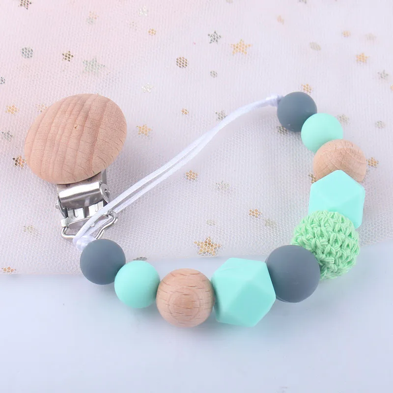 Baby Silicone Teething Beads Pacifier Holder Soothie Clips Teether Toy Baby New Pacifier Clip for 2020 Infant Gift Accesories