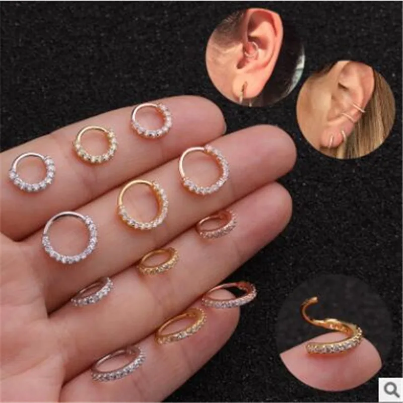 Stainless Steel CZ Ear Tragus Daith Cartilage Piercing Jewelry 1PC 6/8/10mm Gold Rose Silver Color piercing jewelry body piercing earrings ear piercing jewelry metal jewelry body piercing jewelry body jewelry
