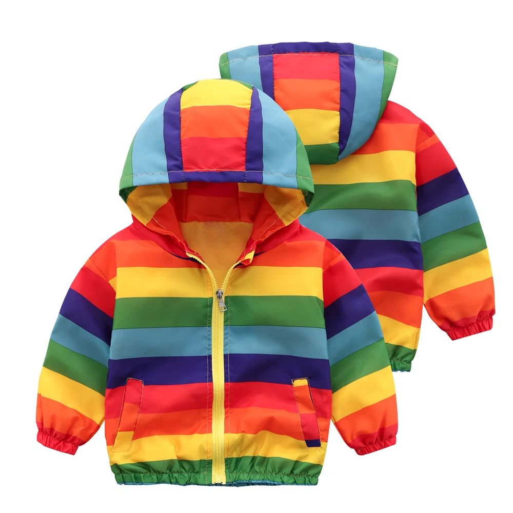 Ephex/пальто с радужным принтом для мальчиков и девочек; детская водонепроницаемая куртка с капюшоном; сезон весна-осень; детская одежда; верхняя одежда