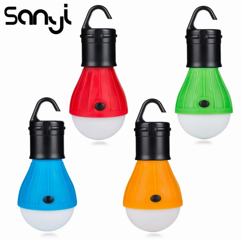 Mini Portable Lighting Lantern Tent Light LED Bulb Emergency Lamp Waterproof Hanging Hook Flashlight Camping Light Use 3*AAA