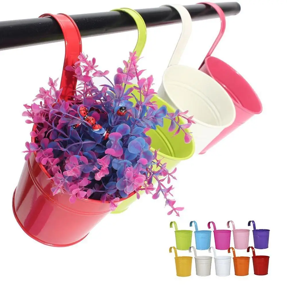 

10PCS Hanging Flower Pots Iron Garden Pots Balcony Planter Detachable Hook Gardening Supplies Hanging