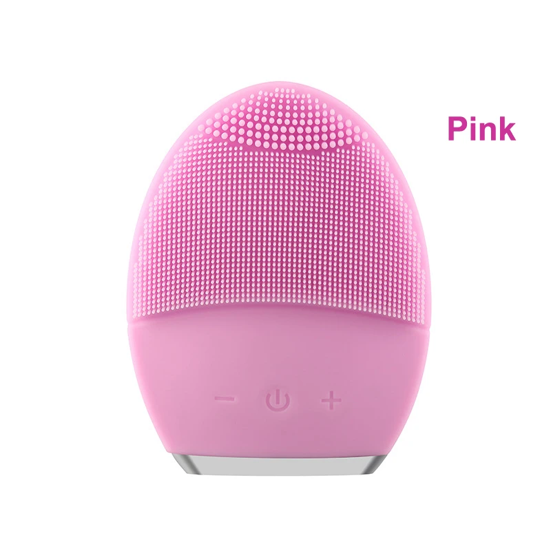 Электрическая Очищающая щетка для лица, звуковое Силиконовое очищающее средство для лица, перезаряжаемый Массажер для кожи лица, водостойкий антивозрастной инструмент - Цвет: Pink