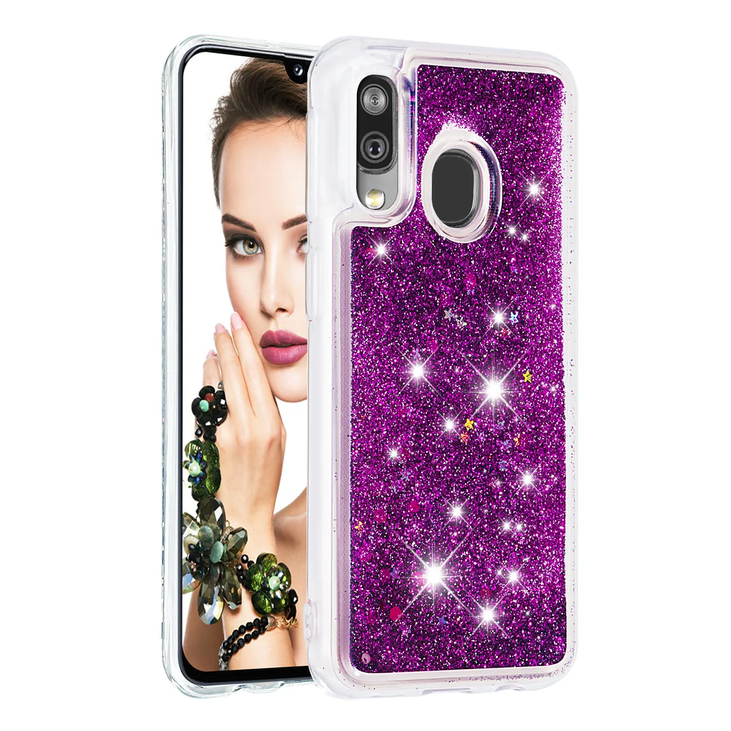 Жидкий зыбучий песок телефонные чехлы для samsung Galaxy A20 A30 A40 A60 A80 A90 A10e A20e A2 Core M40 чехол Блестящий ТПУ задняя крышка Coques - Цвет: Фиолетовый