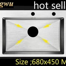 Модная кухонная раковина, прочная, 304 нержавеющая сталь, ручная работа, однослойная квартира,, 68x45 см