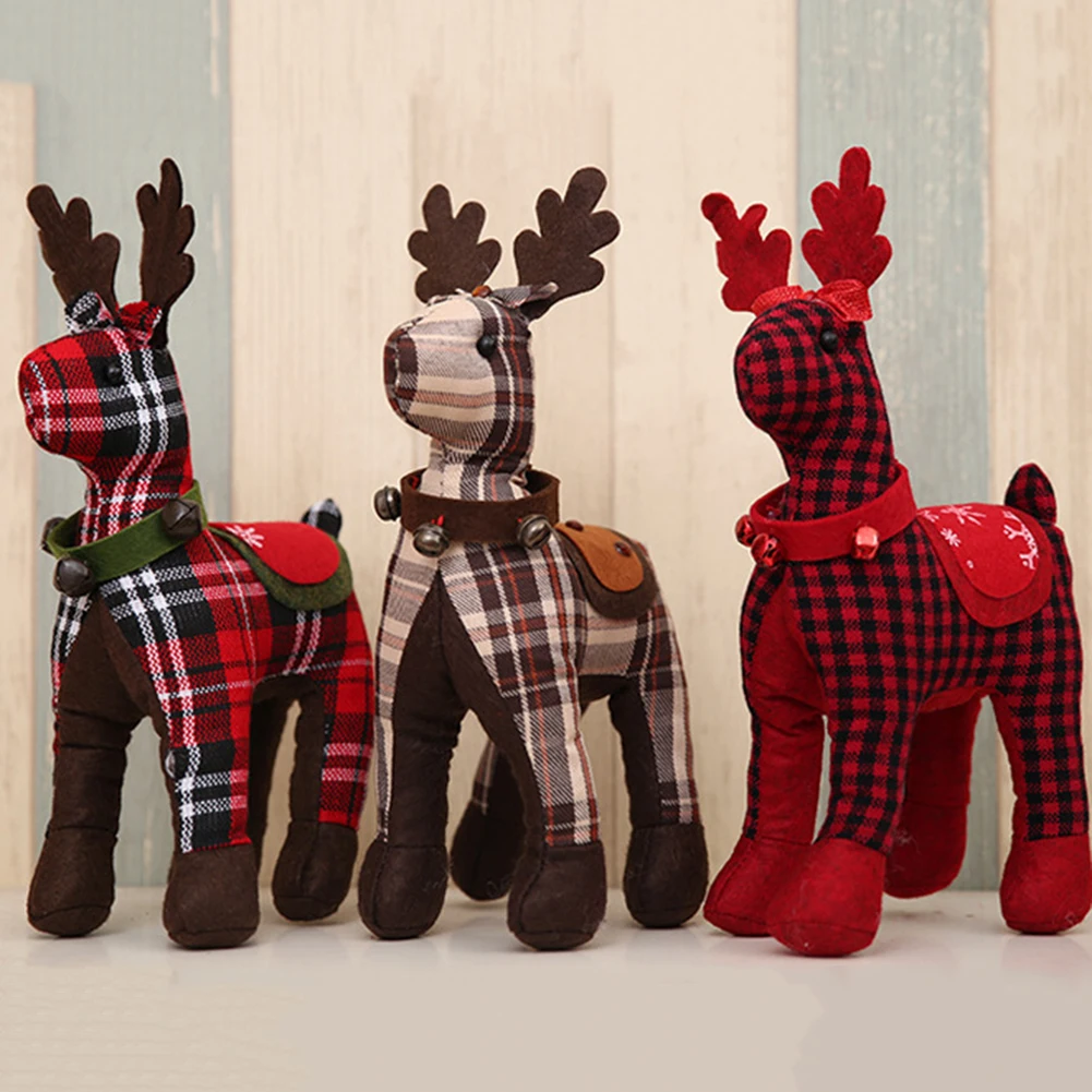 Рождественский олень, плюшевая стоящая кукла, украшение для домашнего окна, стола, рождественский подарок, плюшевые игрушки, рождественские украшения для дома