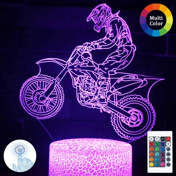 

Motorcycle Model 3d Slide Light LED Color Changing Corridor Touch Remote Control Table Lamp USB Bedroom Night Light G25