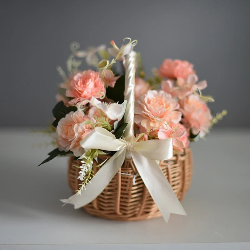 Плетеная корзина для цветов ивовая плетеная ручная свадебная корзины хранения |