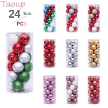 Taoup 24 шт. золотые, розовые, шампанские, красные, металлические рождественские шары, декор для рождественской елки, Рождественский Декор для дома Noel, подарок на год