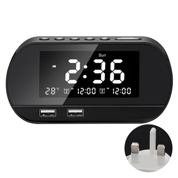 

Perpetual Calendar Home Adjustable Brightness Phone Charger Multifunctional Alarm Clock Snooze Function LCD Display Large Screen