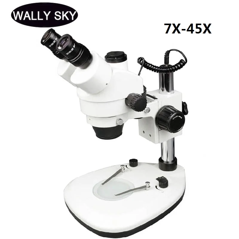 

7X-45X Continuous Zoom Trinocular Stereo Microscope LED Industrial Stereo Binocular Microscope for Phone Soldering PCB Repair