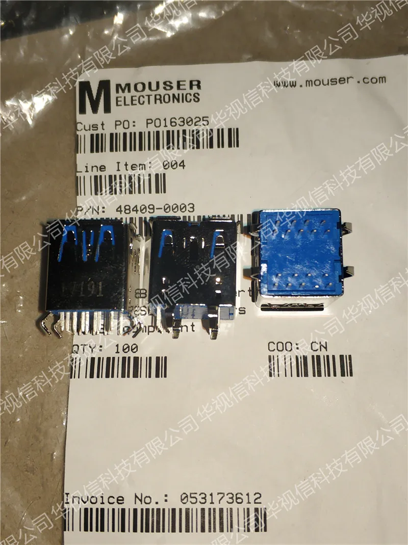 48409-0003 USB соединители USB 3,0 F/A Vert REC сложенный 15u' чип