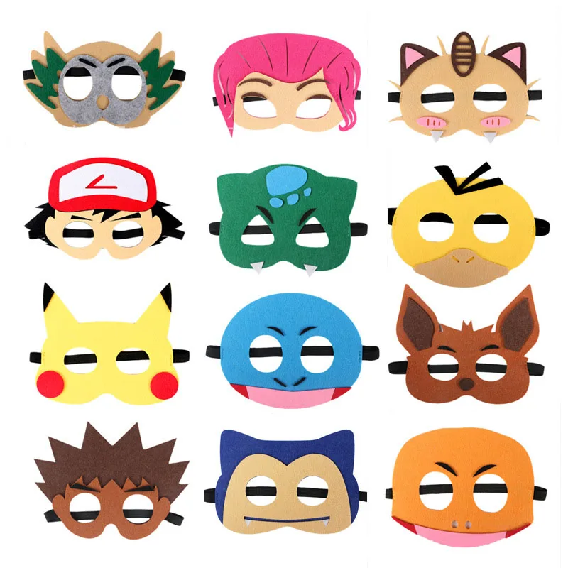 

Pokemon Cosplay Face Mask Cartoon Anime Figure Pikachu Charmander Squirtle Bulbasaur Party Accessories Masks Kids Birthday Gifts