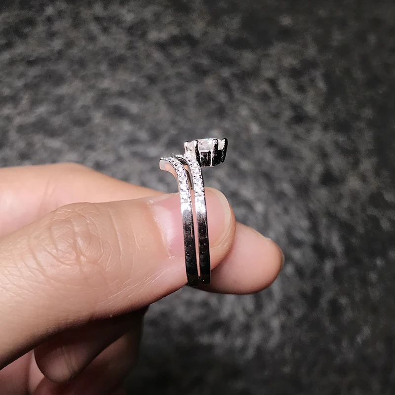 BOEYCJR V Форма 925 серебро 0.6ct F цвет Moissanite VVS обручальное свадебное кольцо с бриллиантом с национальным сертификатом для женщин