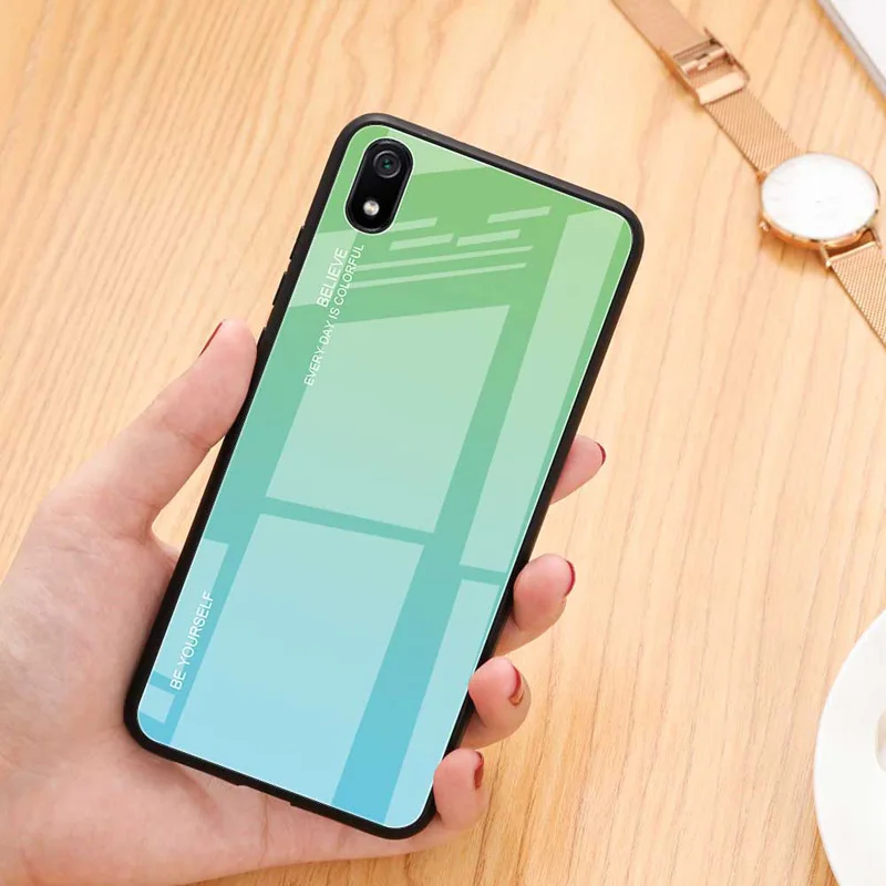 Градиентный цветной стеклянный чехол для Xiaomi Redmi 7 7A Go K20 Note7 6 6A задняя крышка телефона 50 шт./партия