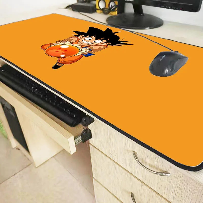 Игровой коврик для мыши Dragon Ball аниме с прошитыми краями, резиновая основа, расширенный коврик для мыши XXL, компьютерная клавиатура для ПК 900*400 мм