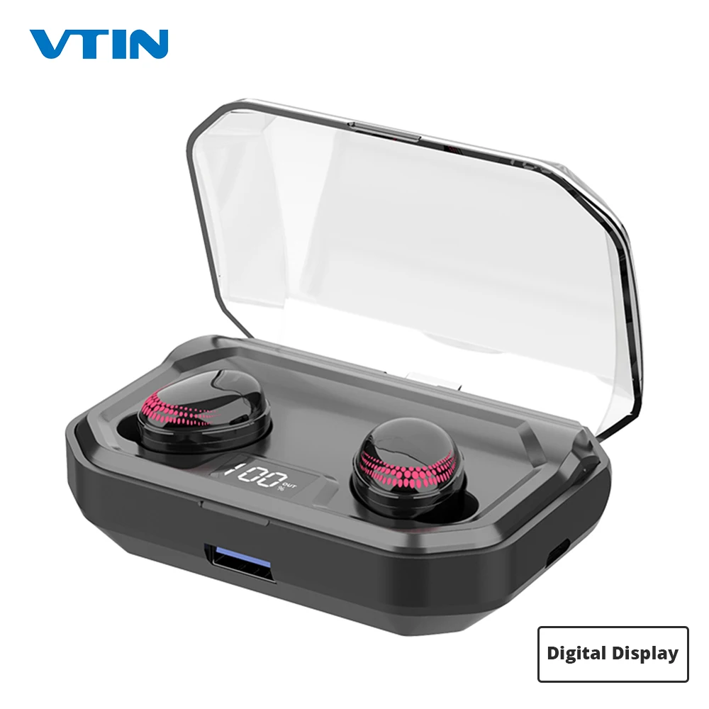 

VTIN XT508 Bluetooth Earphopne Wireless TWS Earphones With 3000mAh Charging Case Digital Display For Xiaomi Redmi Note 7 iPhone