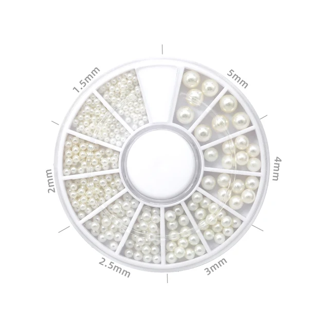 HNUIX Mix Sizes White Nail Art Tips Half Pearls 3d Nail Beads Rhinestone Decoration DIY Beauty Salon Manicure Supply 10