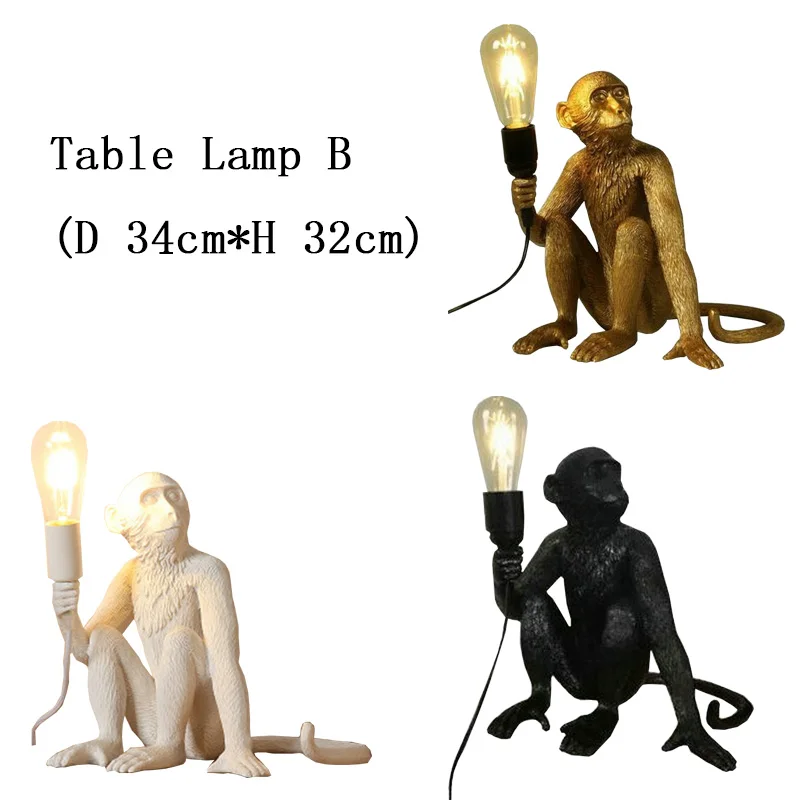 Table Lamp B Винтажный промышленный дизайн, светодиодный ночник с обезьяной, настольная лампа для спальни, гостиной, личного офиса, кофейного ресторана, бара, внутреннего декора - Цвет абажура: Table Lamp B