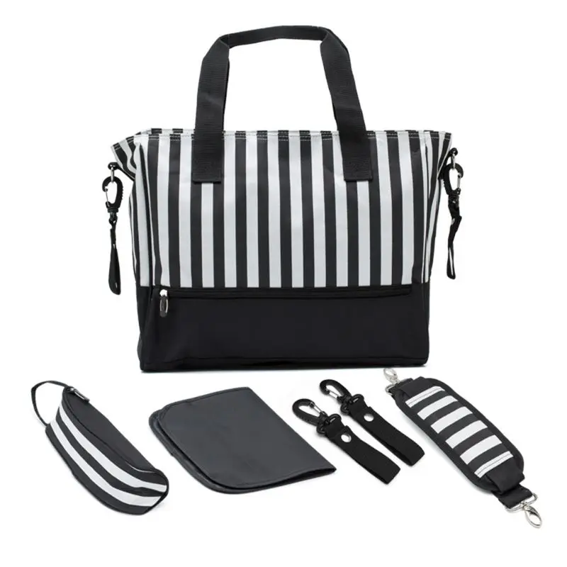 Diaper Bag Nappy Multifunction Striped Mom Bags Large Capacity for Baby Care Travel