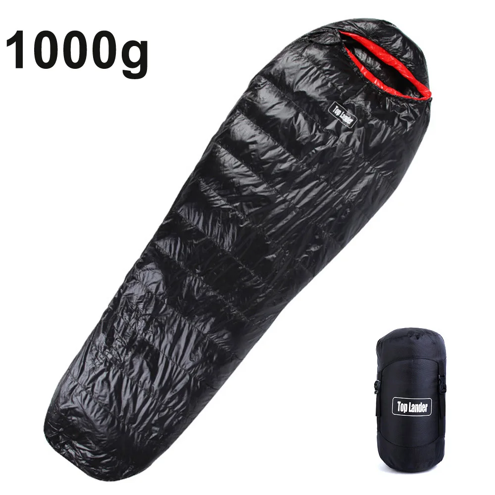 Outdoor Lightweight Mummy Sleeping Bag Winter Thermal Down Sleeping Sack Compact for Backpacking Camping Hiking - Цвет: 1000g