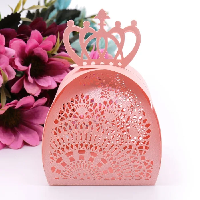 10 шт. свадебные подарочные коробки для конфет подарочные коробки Лазерная резка кружева винтажный дизайн для DIY свадебные принадлежности - Цвет: pink