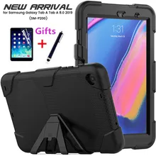 Для Samsung Galaxy Tab A 8,0(S Pen) SM-P200 P205 P207 Подставка для планшета силиконовый чехол+ PC Подставка Двойная степень защиты задняя крышка+ пленка