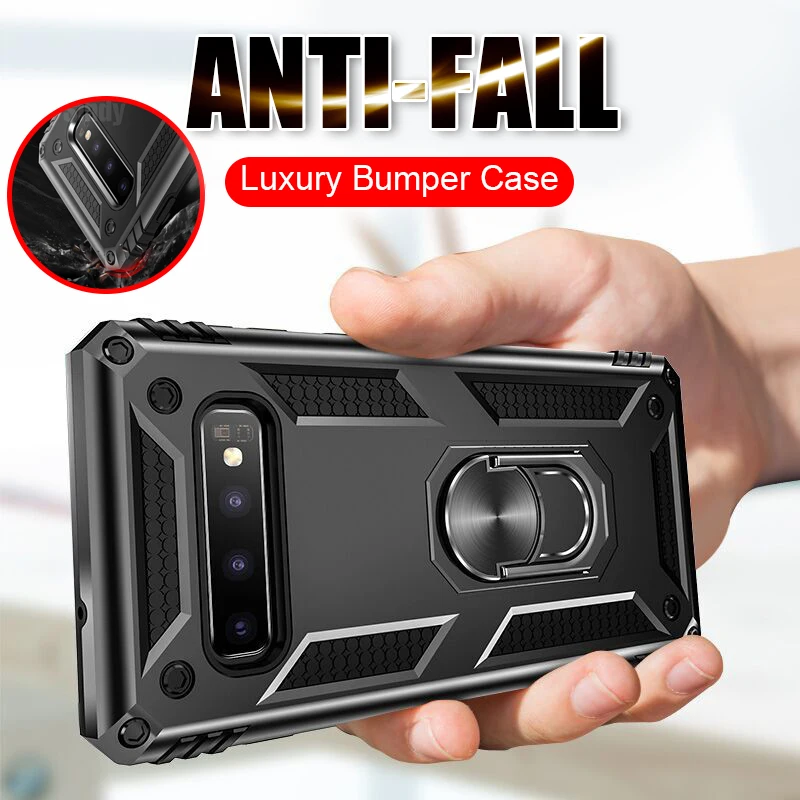 Luxury Armor Soft Shockproof Phone Case For Samsung Galaxy S8 S9 S10 Plus S10e Note 8 9 10 Pro Silicone Car Holder Ring |