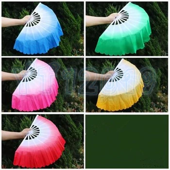 

Free shipping beauiful Fashion Gradient color Chinese silk dance fan KungFu FAN Belly Dancing Fans