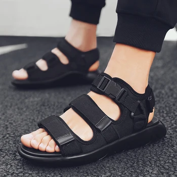 

New Unisex Style Adult Brand Fashion Men Sandals Street Canvas Hight Top Sandals Summer Hook&loop Beach Outdoor Men Casual Shoes