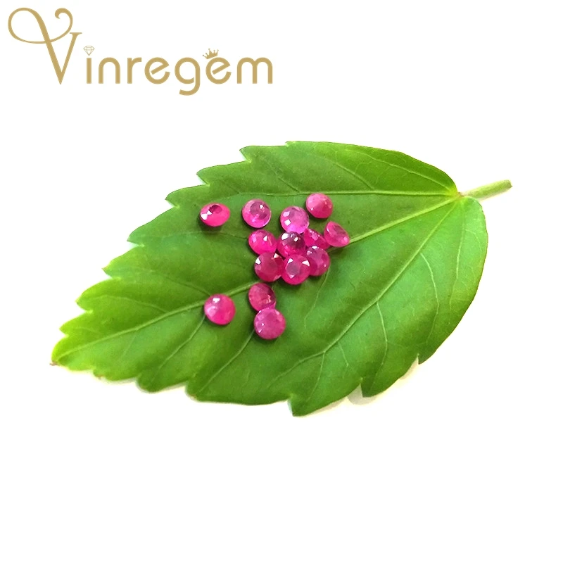 

Vinregem Top Quality Natural Round Cut 1.9MM Unheated Burma Ruby Loose Gemstone DIY Stones Fine Jewelry Wholesale Lots Bulk