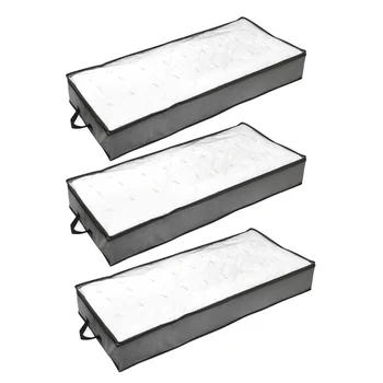 

NEW-3 Pack Underbed Storage Bags Organizer for Clothing Blankets Comforters Organizer with Clear Windows and Handles
