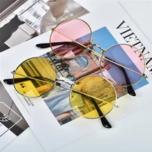 TTLIFE круглые солнцезащитные очки в стиле ретро, разноцветные линзы океана, мужские и женские трендовые солнцезащитные очки, металлическая оправа, розовые солнцезащитные очки, фиолетовые очки