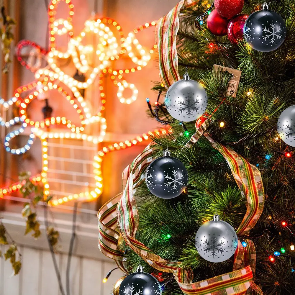 6Pcs/Lot Multicolor Plastic Ball Christmas Tree Ornaments Hanging Pendants Craft New Year Xmas Decor Home Party Decoration