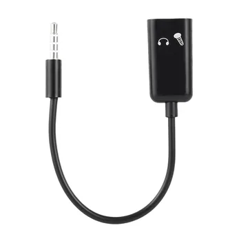 

New 3.5mm Mobile Phones Headphone Microphone Stereo Audio Splitter Adapter Cable For Iphone For Samsung Black Easy to Take Along