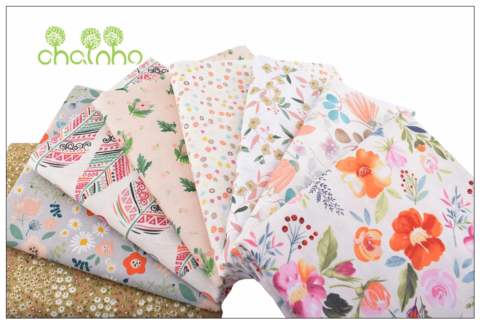 Chainho, новая Цветочная серия, печатная твиловая, хлопковая ткань, Лоскутная Ткань для шитья своими руками, стеганый материал для малышей и детей, 100x160 см